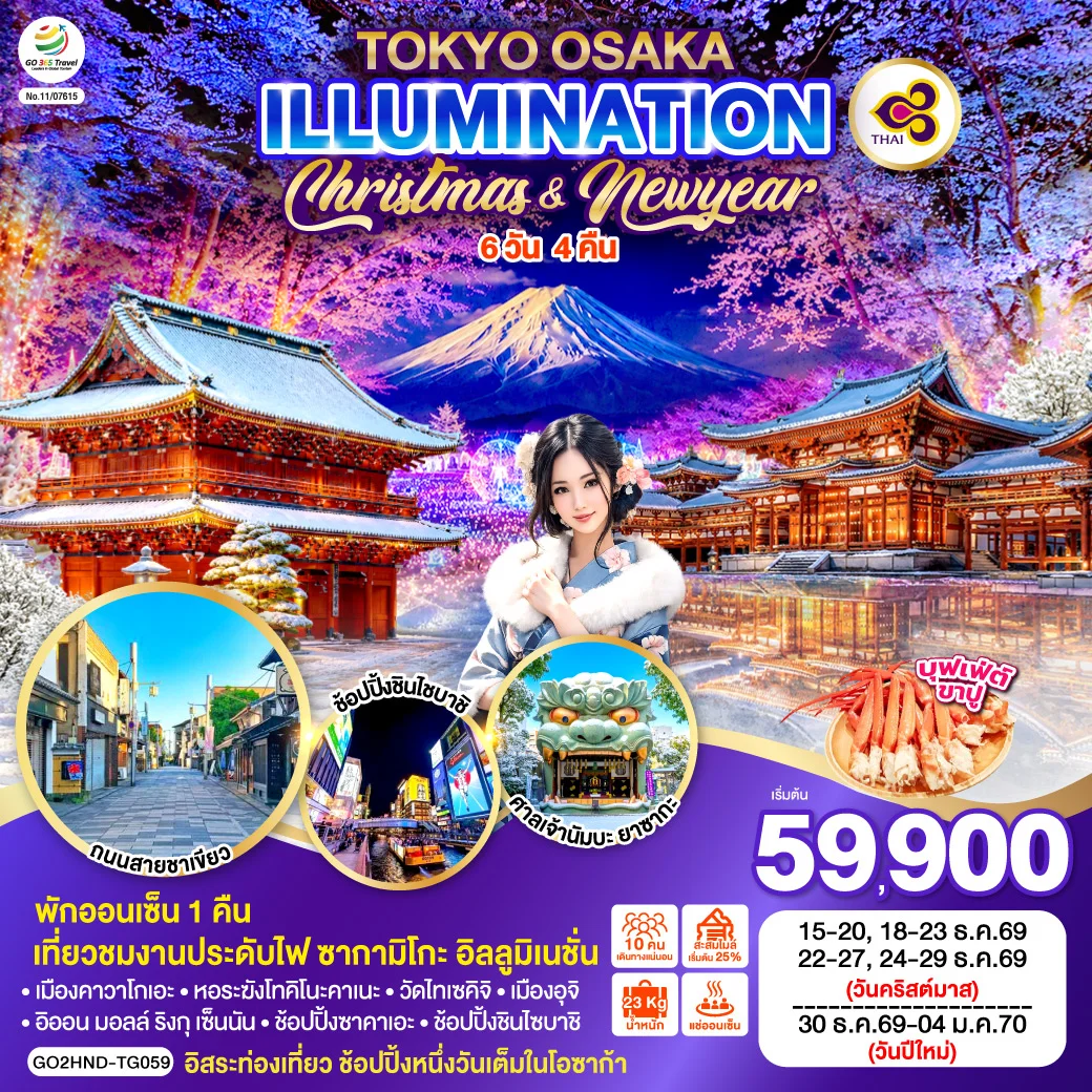 ทัวร์ญี่ปุ่น TOKYO OSAKA ILLUMINATION CHRISTMAS & NEW YEAR 6วัน 4คืน (TG)